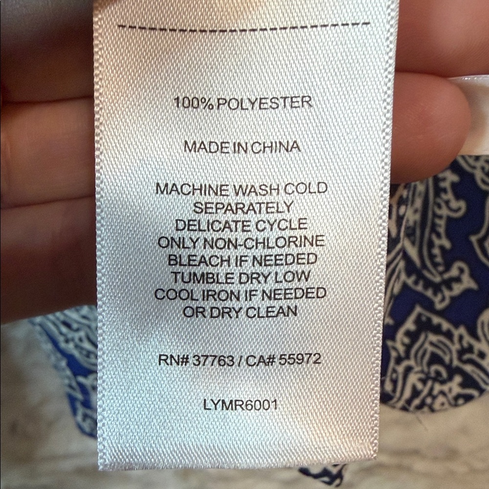 Laundry by Shelli Segal Blue and White Bohemian Blouse M - Picture 5 of 5